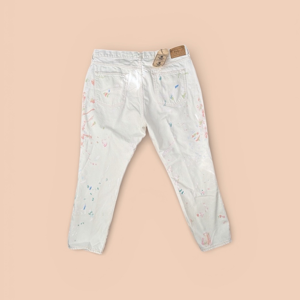 Polo Jeans Women’s Stylish White paint splatter denim‎ jeans size 33R - Picture 4 of 7